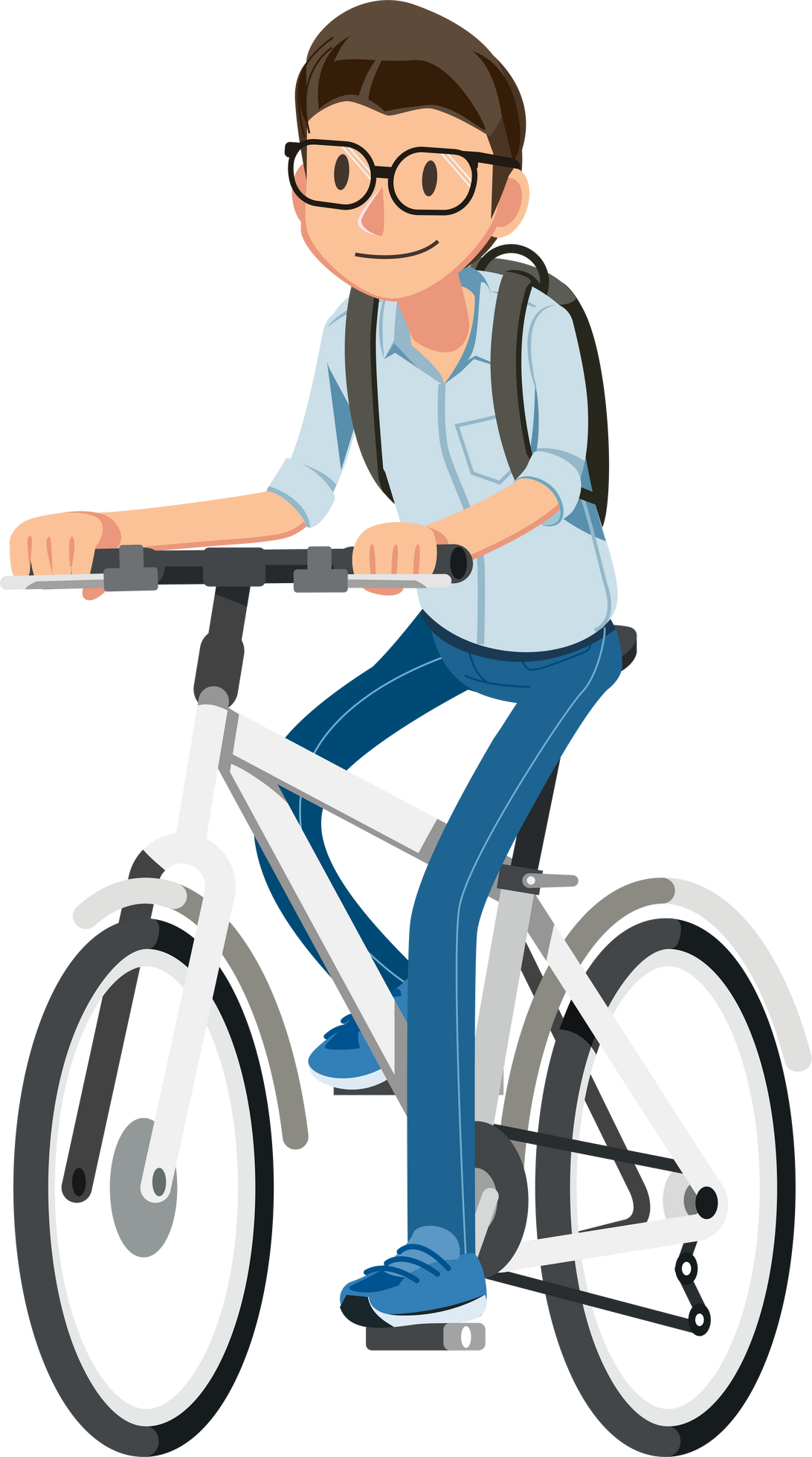 man students riding bicycle.